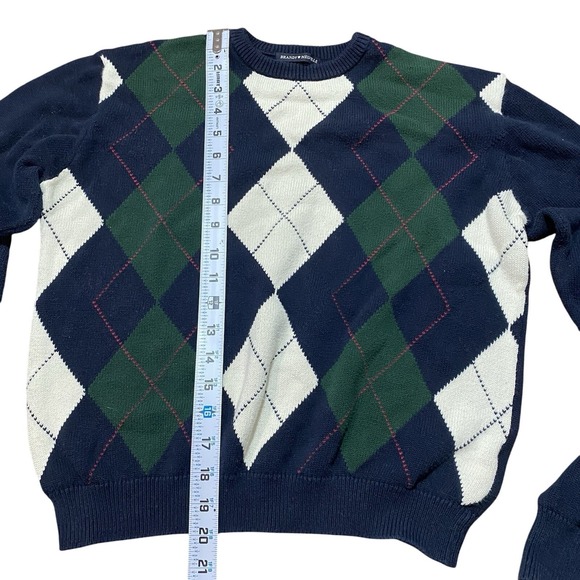 Brandy Melville John Galt Sweater Women's‎ One Size Blue Argyle Pullover - Picture 4 of 6